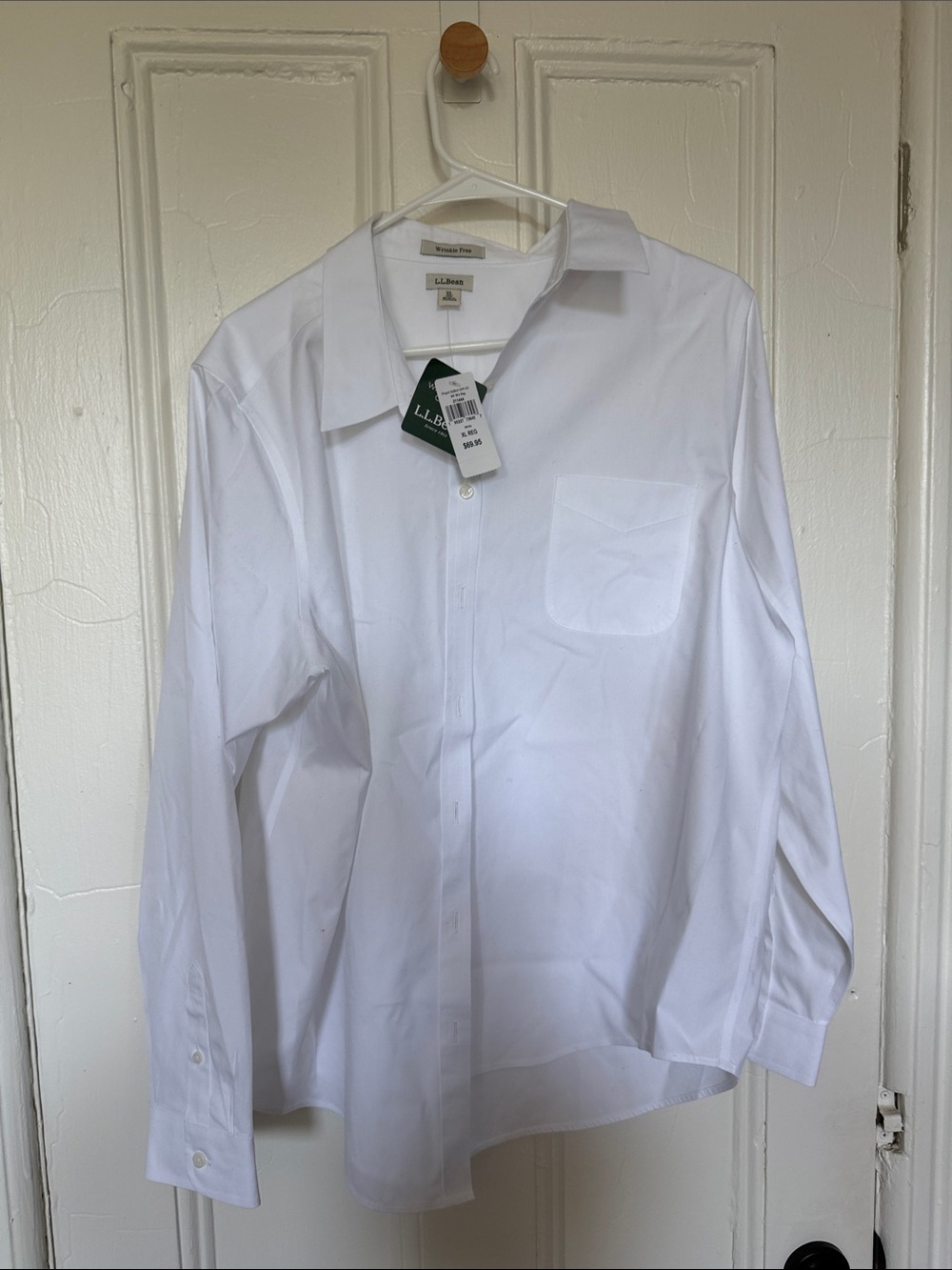 L.L. Bean Women's White Button-Down Shirt with Chest Pocket
